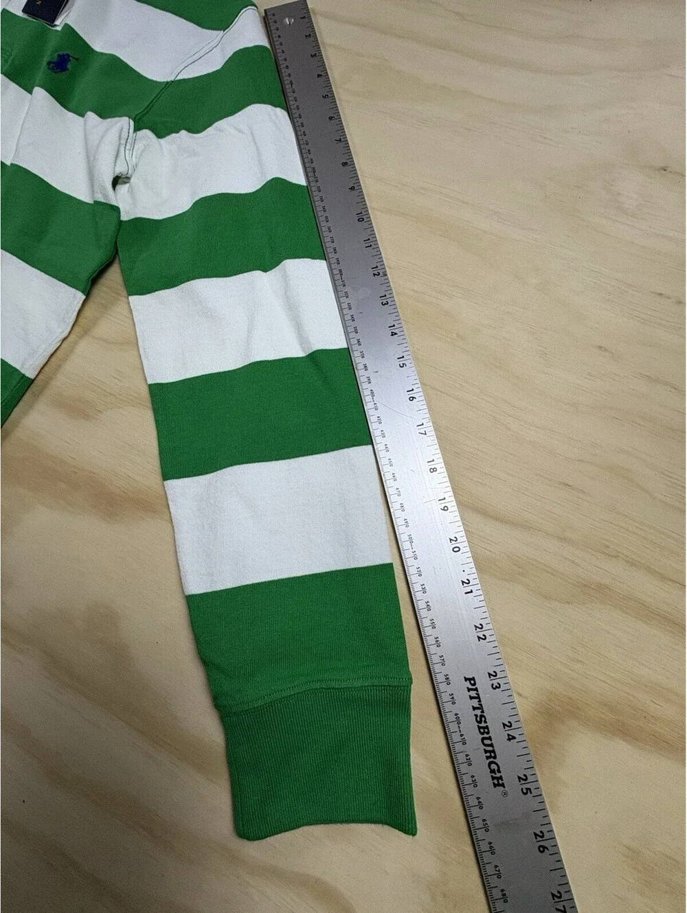 NWT Polo Ralph Lauren Rugby Shirt Men’s Medium Green White Stripe Classic Fit